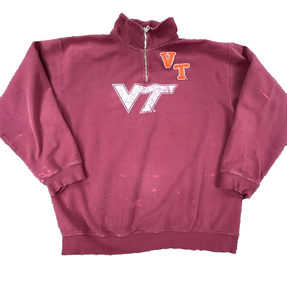 Vintage Virginia Tech Hokies Sweatshirt Men Medium Pullover Thrashed Y2K Grunge*